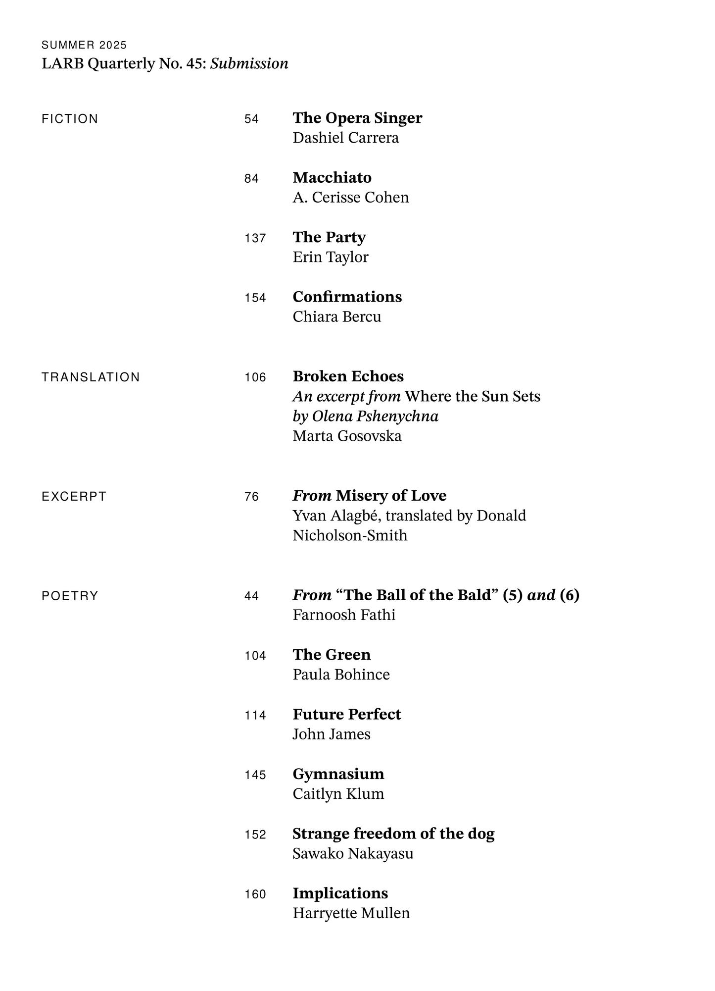 LARB Quarterly, no. 45: Submission
