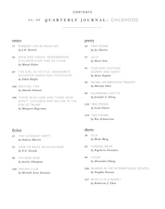 Quarterly Journal, no. 20: Childhood