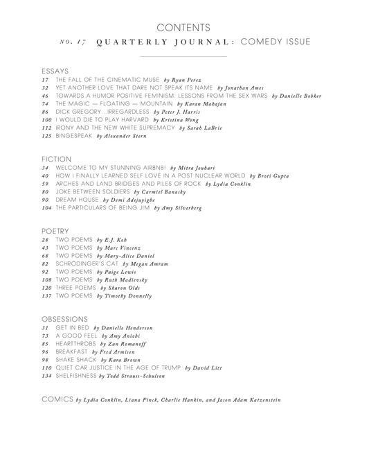 Quarterly Journal, no. 17: Comedy