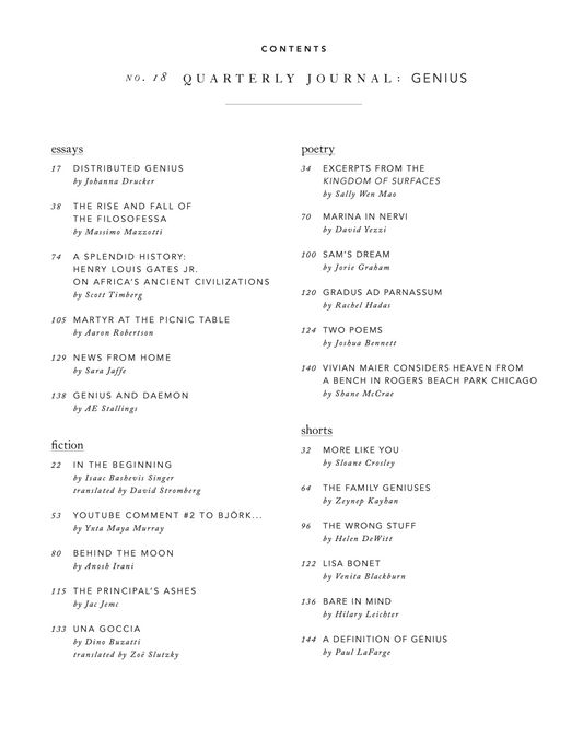 Quarterly Journal, no. 18: Genius