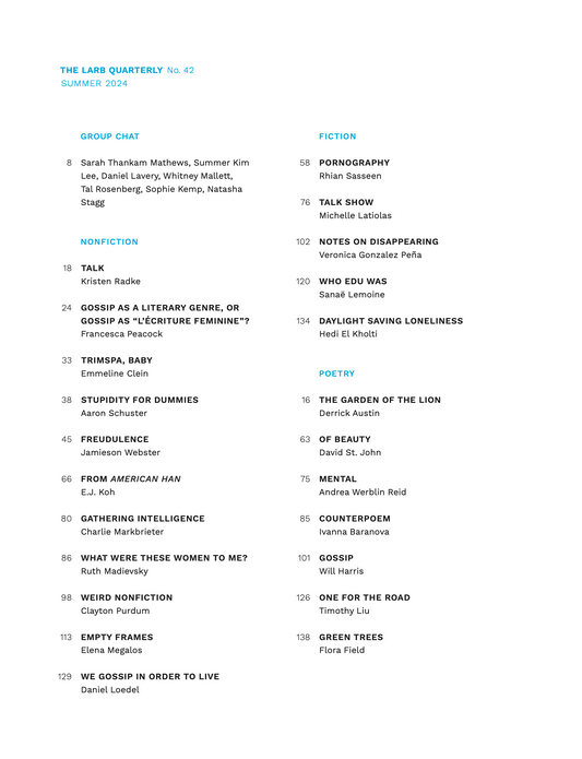 LARB Quarterly, no. 42: Gossip