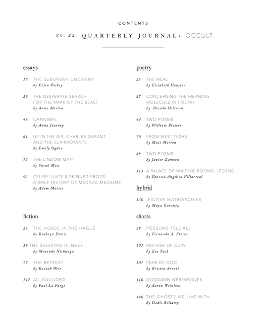 Quarterly Journal, no. 22: Occult