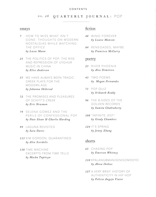 Quarterly Journal, no. 26: Pop