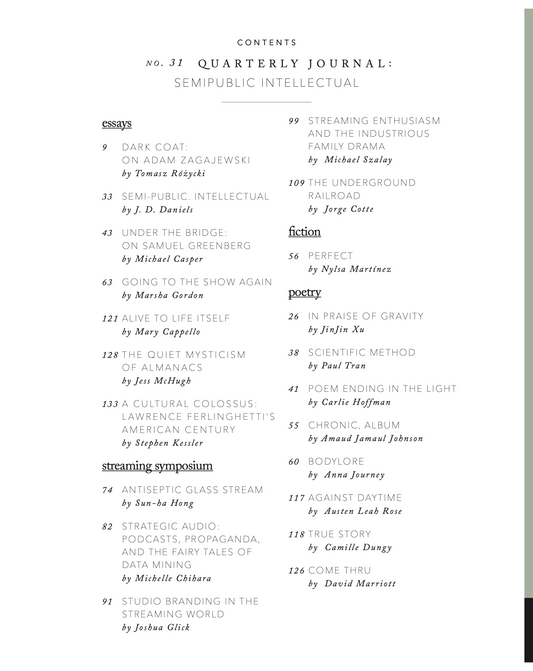 Quarterly Journal, no. 31: Semipublic Intellectual
