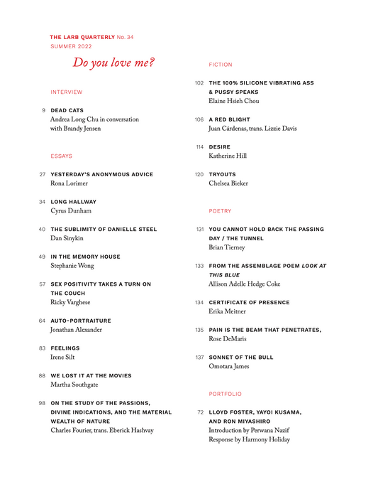 LARB Quarterly, no. 34: Do you love me?