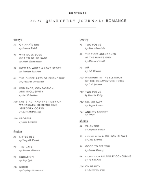 Quarterly Journal, no. 19: Romance
