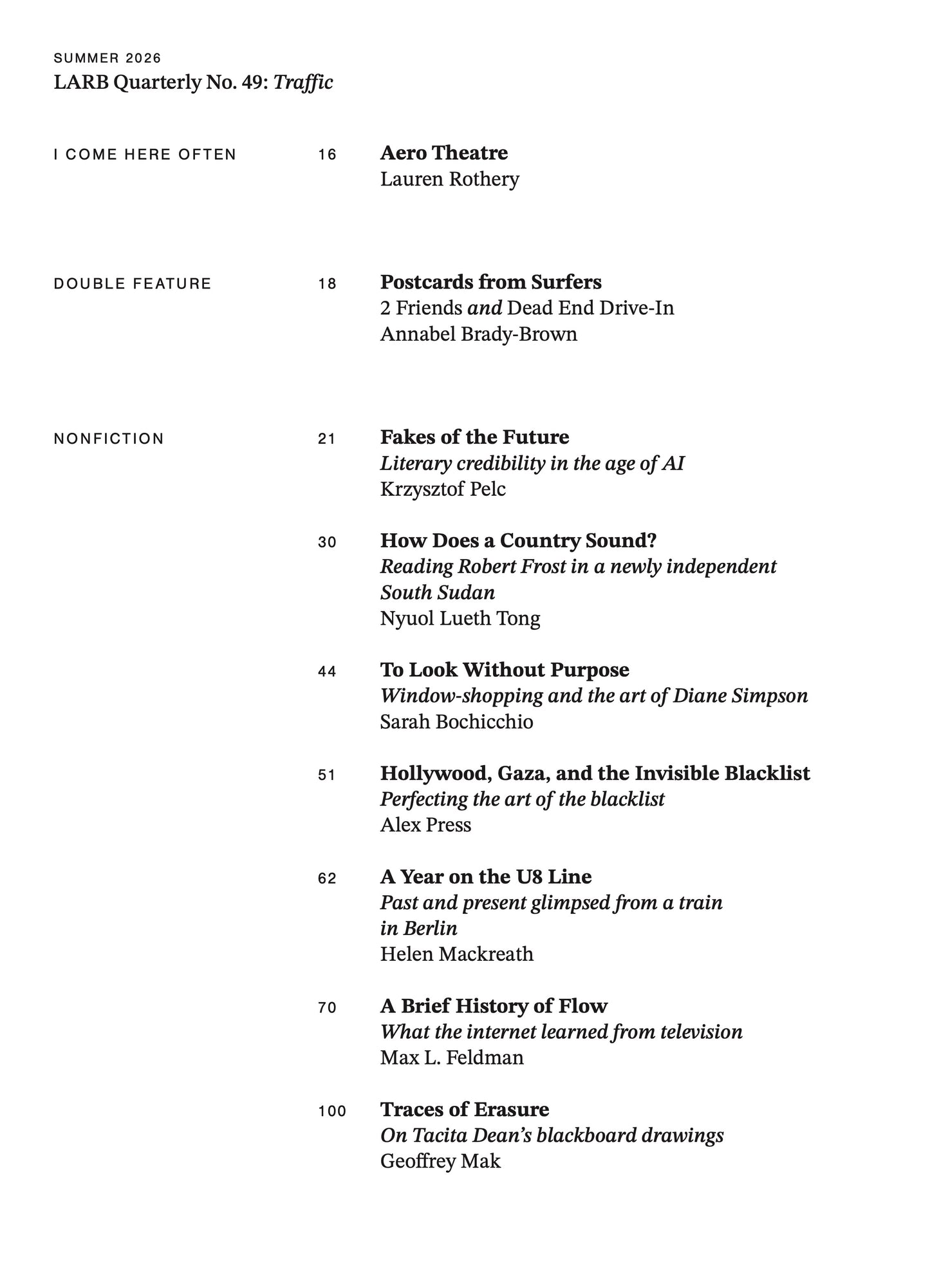 LARB Quarterly, no. 49: Traffic